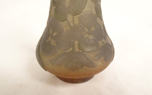 Piccolo vaso Pâte de Verre Emile Gallé Fiori Abutilons Art Nouveau XIX secolo