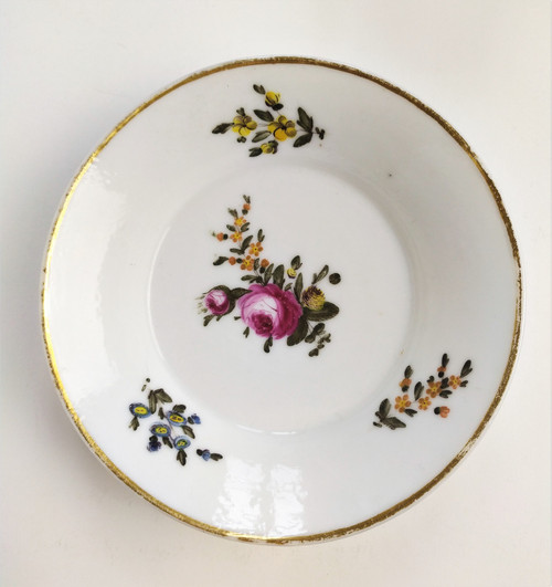 Paris Porcelain Cup And Saucer Hand Painted Decor 19th c