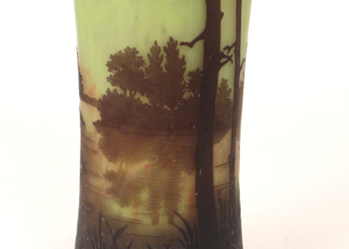 Grande vaso Cornet in Pâte de Verre firmato Daum Nancy, Art Nouveau XIX secolo