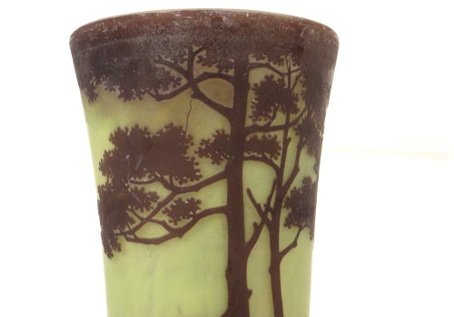 Grande vaso Cornet in Pâte de Verre firmato Daum Nancy, Art Nouveau XIX secolo