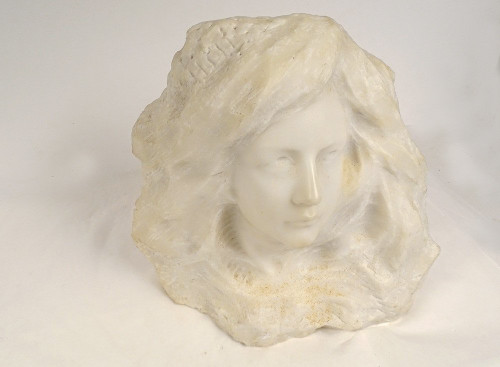 Sculpture Tête Jeune Femme Marbre Carrare G. Verona Art Nouveau XIXè Siècle