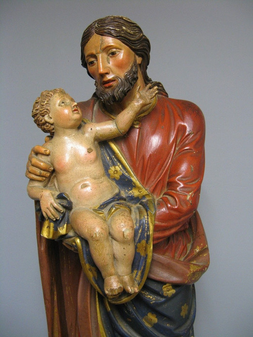 Sculpture Saint Joseph Avec l'Enfant Jésus.