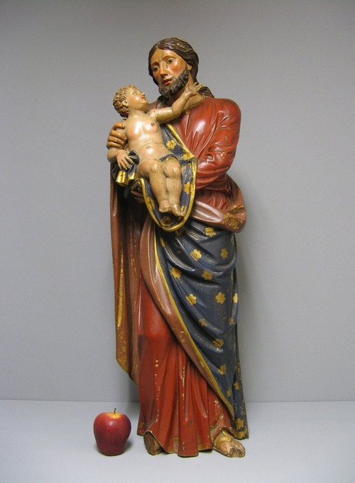 Sculpture Saint Joseph Avec l'Enfant Jésus.