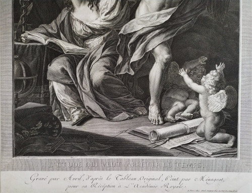 Allegorical Etching 18th C Engraving By Avril Old Print