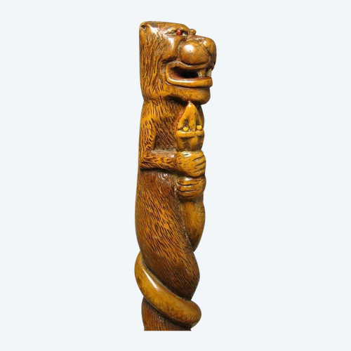 Popular art cane in carved boxwood, 19th century. Adam Island.