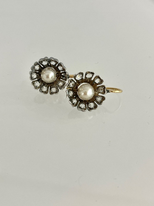 earrings Eglantines gold pearls and diamonds