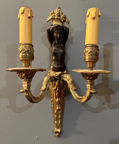 Pair of Bronze Sconces from the Early 19th Century Circa 1810 - 1820