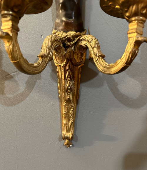 Pair of Bronze Sconces from the Early 19th Century Circa 1810 - 1820