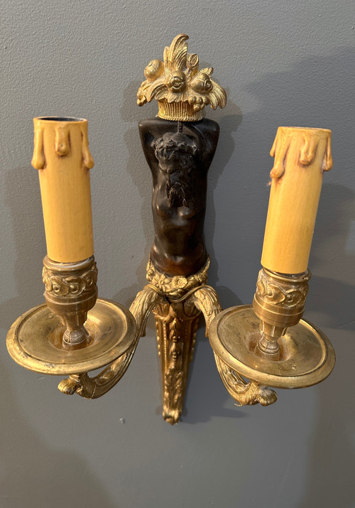 Pair of Bronze Sconces from the Early 19th Century Circa 1810 - 1820