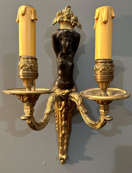 Pair of Bronze Sconces from the Early 19th Century Circa 1810 - 1820