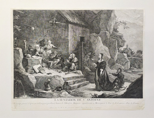 Gravur „Die Versuchung von Saint-Antoine“, gestochen von Jacques Philippe Le Bas