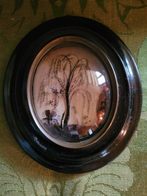 Hair-decorated frame, 19th century