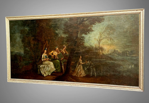 PAINTING / OIL ON CANVAS / 19th CENTURY FRENCH SCHOOL “PASTORAL SCENE” FRAMED