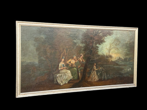 PAINTING / OIL ON CANVAS / 19th CENTURY FRENCH SCHOOL “PASTORAL SCENE” FRAMED