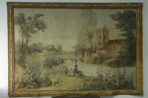 Painted canvas, in imitation of a tapestry, work from the 19th century