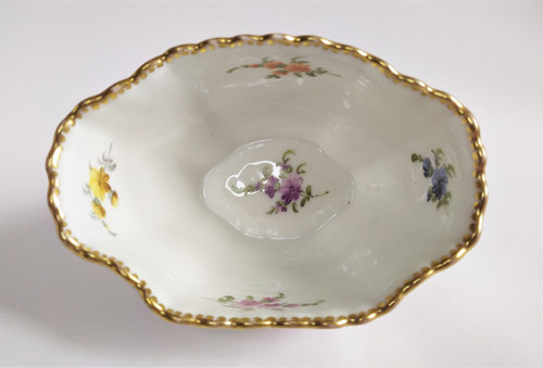 Dresden Hand Painted Porcelain Scalloped Cup Decorated With Flowers