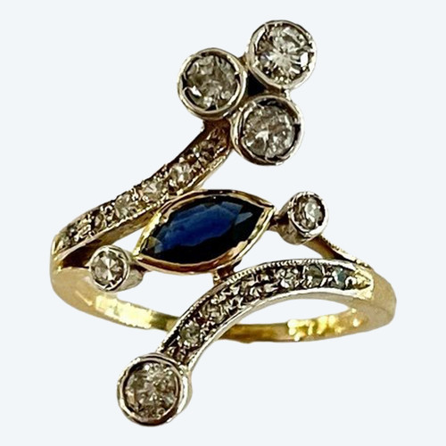 Belle Epoque-Saphir- und Diamantring