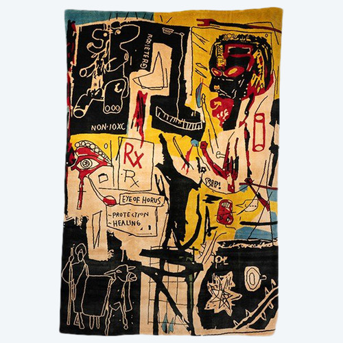 Dopo Jean-Michel Basquiat. Tappeto o arazzo “Punto di fusione del ghiaccio”. Opera contemporanea.