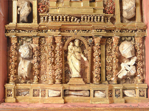 Tableau Reliquaire Paperolle Retable Baroque Vierge Saints Martyrs XVIIème