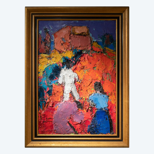 Scène de genre, huile sur toile signée Pierre Ambrogiani (1907 - 1985) 