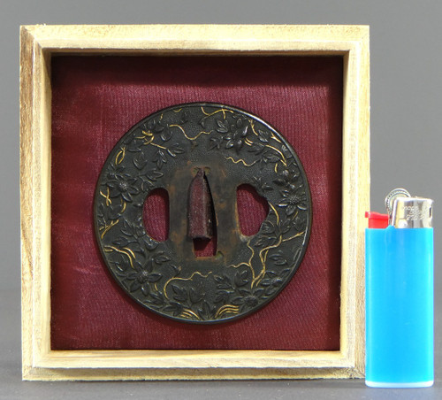 Japan, End Of The Edo Period (1603-1868), Samurai Saber Guard "Tsuba" In Shakudo.