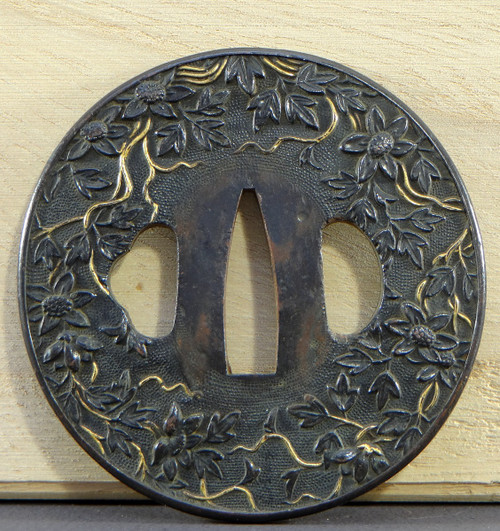 Japan, End Of The Edo Period (1603-1868), Samurai Saber Guard "Tsuba" In Shakudo.