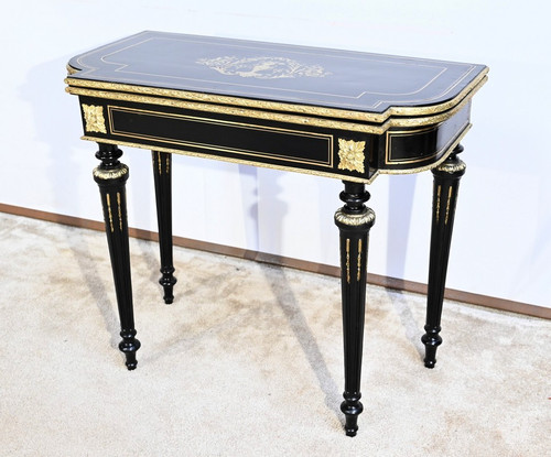 Console Games Table in Blackened Wood, Napoleon III Period – Mid-19th Century