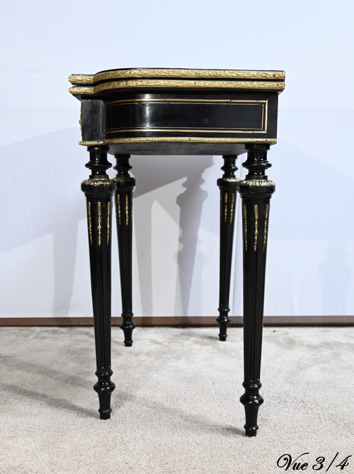 Console Games Table in Blackened Wood, Napoleon III Period – Mid-19th Century