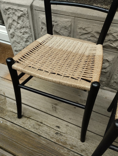 Pair Of Chairs - Vintage - Beech - Italy - C.1950.