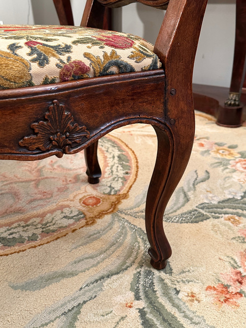 Pair Of Walnut Frame Chairs From Regency Period Circa 1720