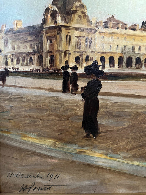 Henri Pontoy (1888-1968) - Paris, Le Louvre, Place Du Caroussel, 1911