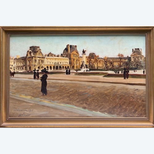 Henri Pontoy (1888-1968) - Paris, Le Louvre, Place Du Caroussel, 1911