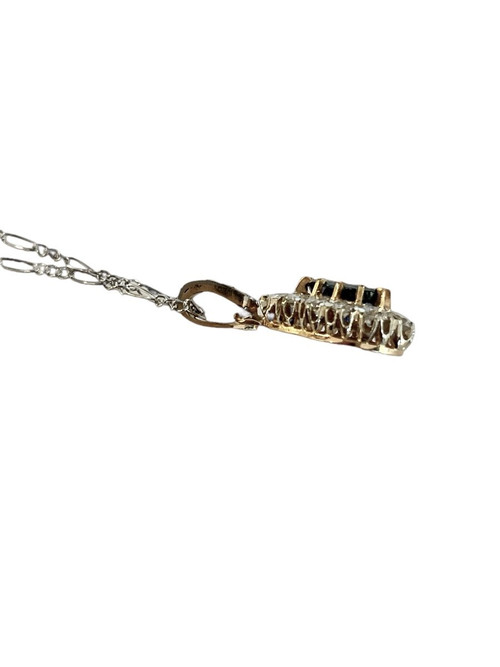 Ancien Pendentif Saphir Et Diamants