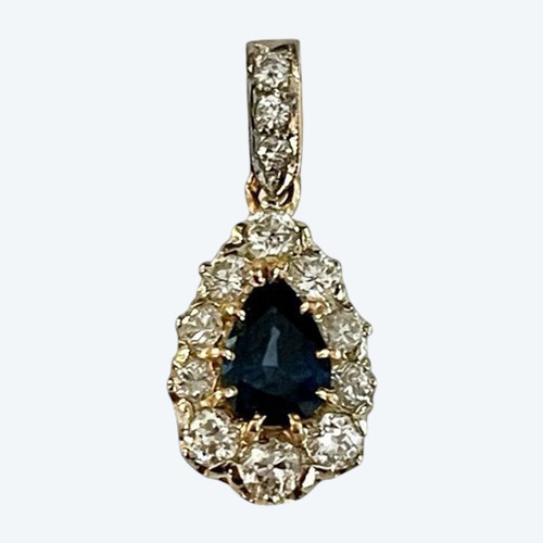 Ancien Pendentif Saphir Et Diamants