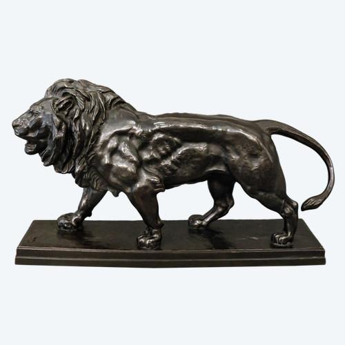 Sculpture - The Walking Lion , Antoine-louis Barye (1795-1875) - Bronze