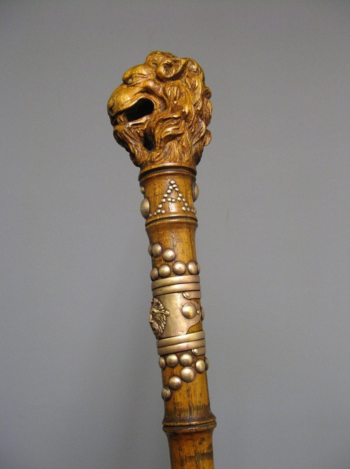 Cane With Handle Representing A Lion's Head.