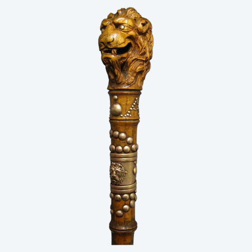 Cane With Handle Representing A Lion's Head.