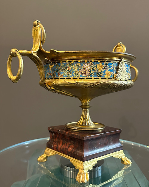 Ferdinand Barbedienne, Coupe Emaux Cloisonnés Et Bronze (1810 - 1892)