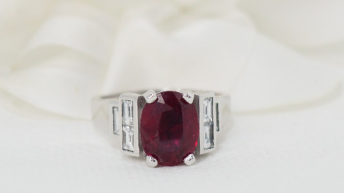 White gold ruby and diamond ring