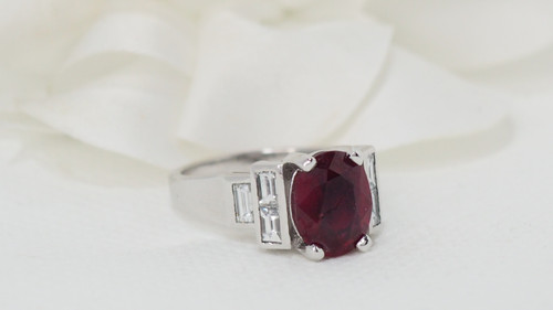 White gold ruby and diamond ring