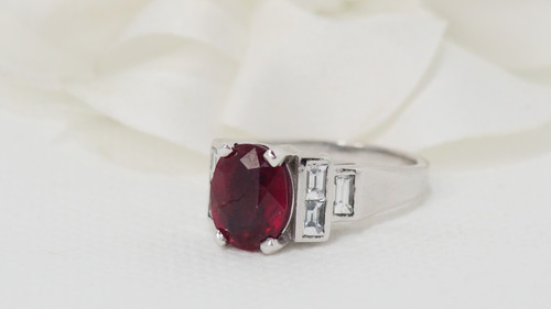 White gold ruby and diamond ring