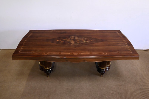 Rectangular table in Rio rosewood, attributed to J. Leleu, Art Deco - 1940