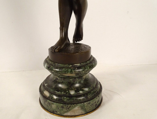 Scultura in bronzo Nudo di donna Eva Serpente Giardino Eden Van Den Bossche XIX secolo