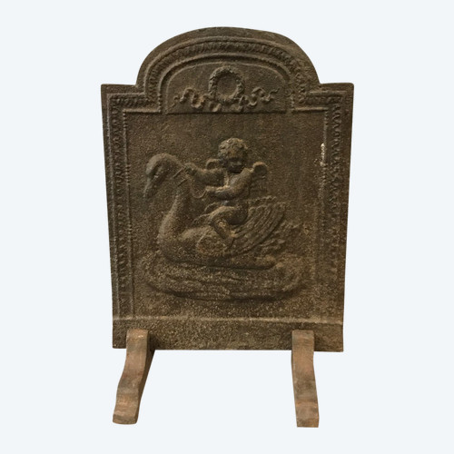 Small antique cast iron fireback from the 18th century