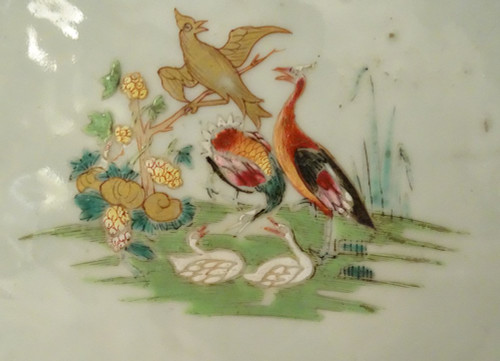 Pair of Compagnie Des Indes Porcelain Dishes Birds Pheasants Flowers 18th century