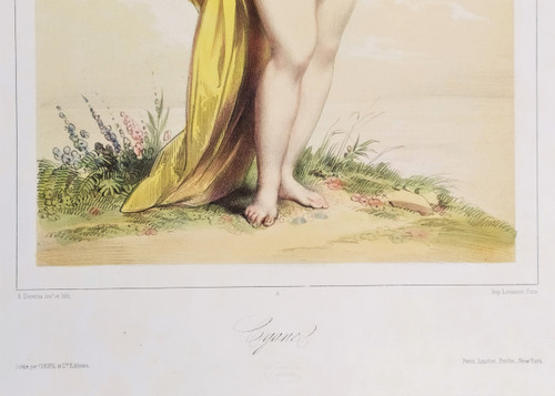 Watercolored Lithograph By Achille Devéria Greek Mythology Cyane Old Print