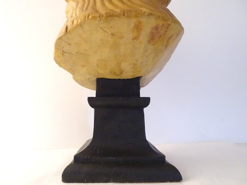 Sculpture tête jeune femme Aphrodite bois naturel sculpté fin XIXème siècle