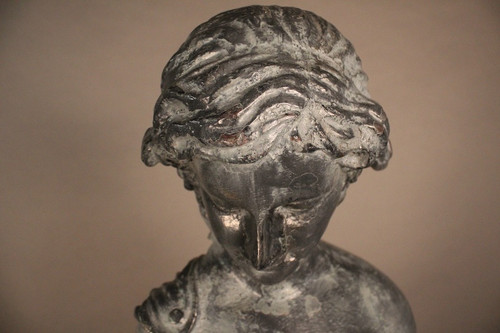 "Le Printemps", Young draped woman in cast iron on base by Mathurin Moreau