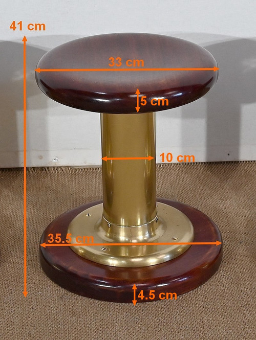 Suite de 3 Tabourets de Salon Paquebot, Angleterre – Début XXe