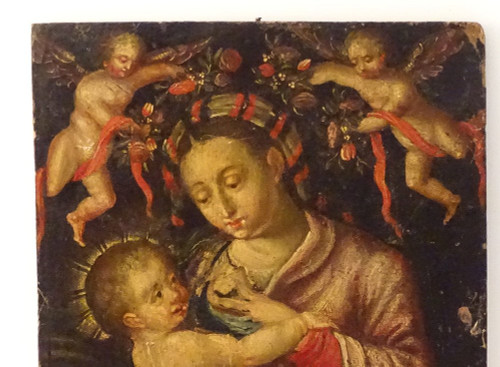 HSP Portrait Virgin and Child Jesus Madonna Italian School Putti XVIII